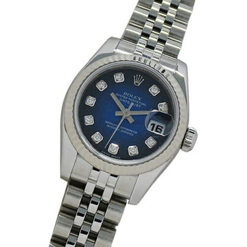 ROLEX Datejust 179174G D No. Watch Ladies 10P Diamond Blue Gradation Automatic Winding AT Stainless SS WG Polished