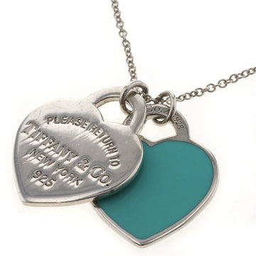 TIFFANY necklace RTT return toe blue double heart tag small silver 925 enamel ladies &Co.