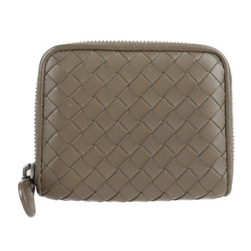 BOTTEGA VENETA intrecciato coin case 258468 leather khaki series round zipper purse