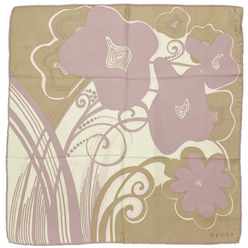 GUCCI handkerchief beige pink silk  flower pattern ladies