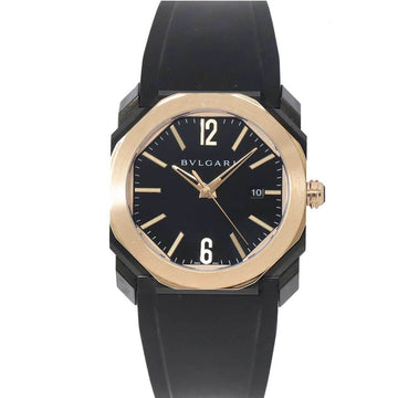 Bvlgari Octo Ultranero BGOP41SG Men's Watch Date Black Dial K18PG Pink Gold Automatic Winding