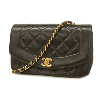 Chanel Shoulder Bag Matelasse Diana Flap Single Chain Lambskin Black Gold metal