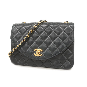 Chanel Shoulder Bag Matelasse Single Chain Lambskin Black Gold metal