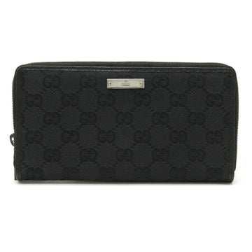 Gucci GG canvas round long wallet leather black 112724