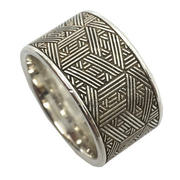 HERMES H logo ring #53 geometric pattern engraving silver AG925