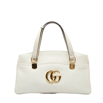 GUCCI GG Marmont Alley Large Handbag Shoulder Bag 550130 Off-White Leather Women's