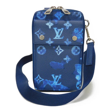 LOUIS VUITTON Shoulder Bag Phone Pouch LV Logo Flower Crossbody Monogram Water Color Navy Blue M80466 Men's