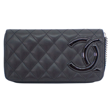 Chanel cambon line black x pink long wallet