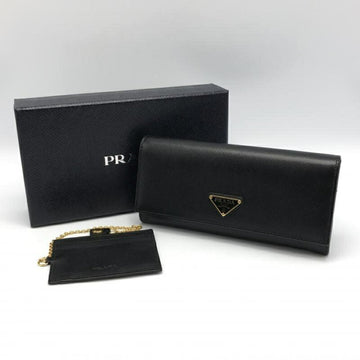 Prada SAFFIANO Long Wallet Black Saffiano Triangle Logo 1MH132