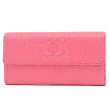 Chanel Women's Caviar Leather Long Wallet (bi-fold) Pink