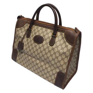 OLDGUCCI Old Gucci Boston bag handbag travel Dulles unisex GG pattern push lock pigskin brown beige