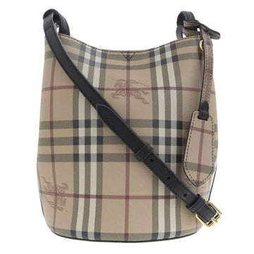 BURBERRY check pattern bucket bag shoulder beige black ladies