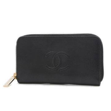 Chanel Round Wallet Calf Black