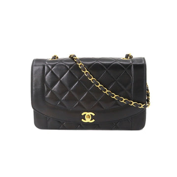 Chanel Diana 25 matelasse chain shoulder bag leather black A01165 vintage Matelasse Bag