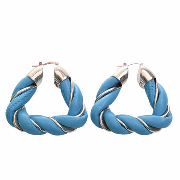 BOTTEGA VENETA SV925 Leather Triangle Earrings Blue Ladies