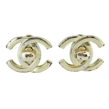 CHANEL Earrings Coco Mark Turnlock Metal Material Silver 96P Ladies