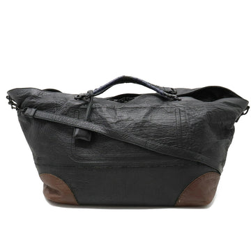 BOTTEGA VENETA Boston bag shoulder leather black brown navy