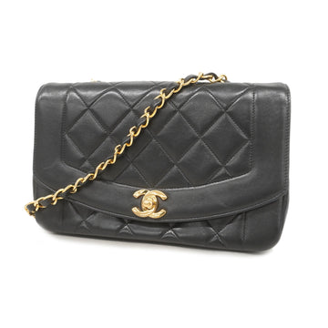 Chanel Shoulder Bag Matelasse Diana Flap Single Chain Lambskin Black Gold metal