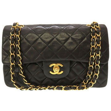 CHANEL Matelasse 23 Double Flap Lambskin Black No. 5 Gold Chain Shoulder Bag Coco Mark Lid Turnlock