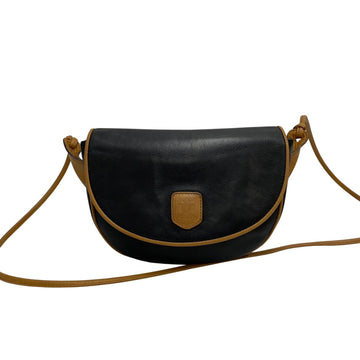 CELINE Vintage Triomphe Logo Leather Genuine Mini Shoulder Bag Pochette Sacoche Black