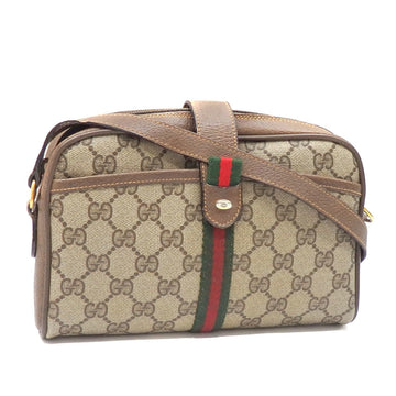Gucci Shoulder Bag GG Plus Women's Beige Brown PVC Leather 89 02 055 Old Sherry Webbing Line