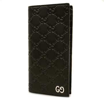 GUCCIAuth ssima Folded Long Wallet 307774 Men's Leather Black