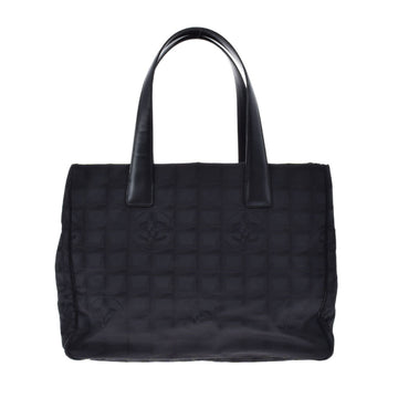 CHANEL Newline Tote MM Black Women's Nylon Leather Handbag