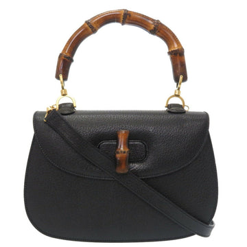 Gucci Bamboo Leather Black Handbag 0361 GUCCI