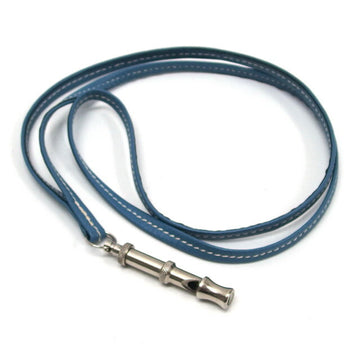 HERMES Chiffre Dog Whistle Necklace Light Blue