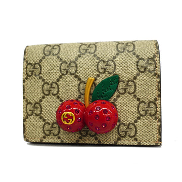 Gucci Bifold Wallet Cherry 476050 GG Supreme Beige