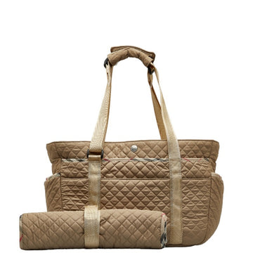 BURBERRY Nova Check Quilted Tote Bag Mother's Beige Multicolor Nylon Women's