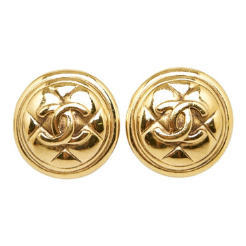 CHANEL coco mark matelasse earrings gold plated ladies