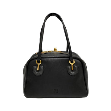 LOEWE Anagram Logo Hardware Leather Genuine Handbag Mini Boston Bag Black Khaki