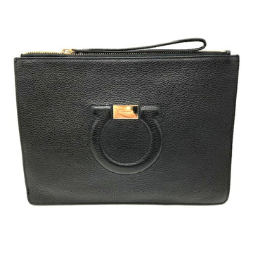 SALVATORE FERRAGAMO FERRAGAMO Ferragamo clutch bag Gancini GANCINI second black