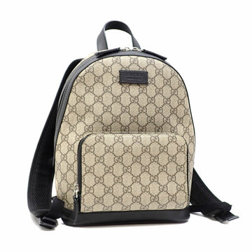 GUCCI Small Backpack GG Supreme Beige Black PVC Leather 429020 Rucksack Women's Men's