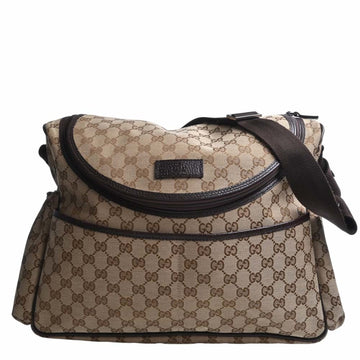 GUCCI GG Canvas Mother's Bag Shoulder 123326 Beige Women's