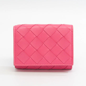 BOTTEGA VENETA Intrecciato Women's Leather Wallet [tri-fold] Pink