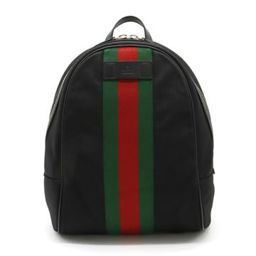 GUCCI Sherry Line Backpack Rucksack Techno Canvas Leather Black Green Red 630917
