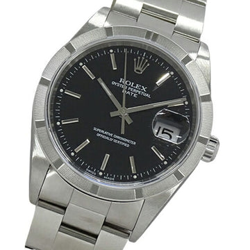Rolex Oyster Perpetual Date 15210 F watch men's self-winding AT stainless steel SS silver black polished