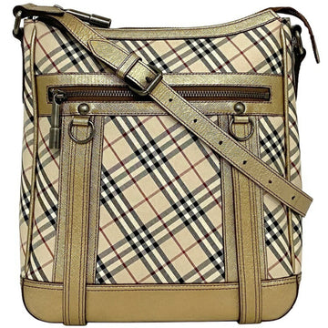 BURBERRY Shoulder Bag Gold Beige Nova Check Canvas Leather  Adjustable
