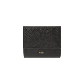 Celine Small Trifold Black Women's Calf Tri-Fold Wallet