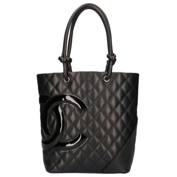 CHANEL cambon tote bag lambskin black ladies