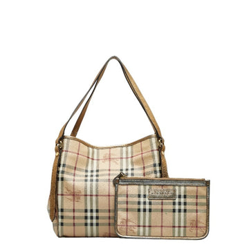 BURBERRY Nova Check Shadow Horse Tote Bag Brown PVC Leather Women's