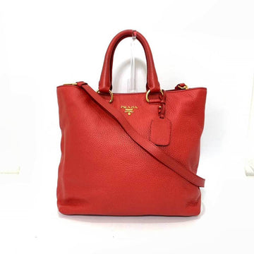PRADA Bag Tote Red 2way Shoulder Hand Ladies Calf Leather BN2865