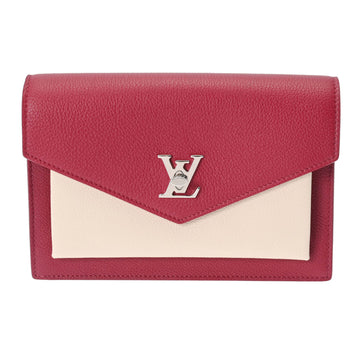 LOUIS VUITTON Pochette Lock Me Clutch Bordeaux/Beige M63470 Women's Leather Shoulder Bag