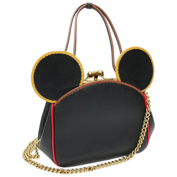 COACH Disney Collaboration Mickey Mouse x Keith Kiss Lock Bag Handbag Shoulder 2way Women's Clasp Brand Strap Attached Leather Gold Hardware Black 4720