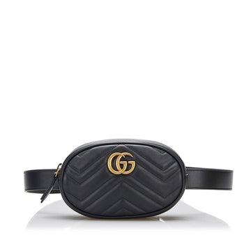 Gucci GG Marmont waist bag body shoulder 476434 black leather ladies GUCCI