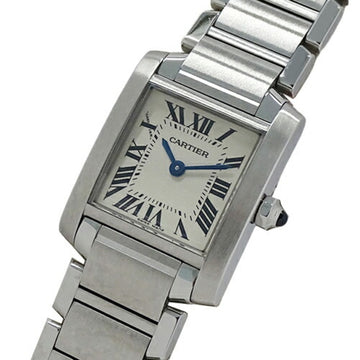 CARTIER Watch Women's Tank Francaise SM Quartz Stainless Steel SS W51008Q3 Silver Ivory Polished
