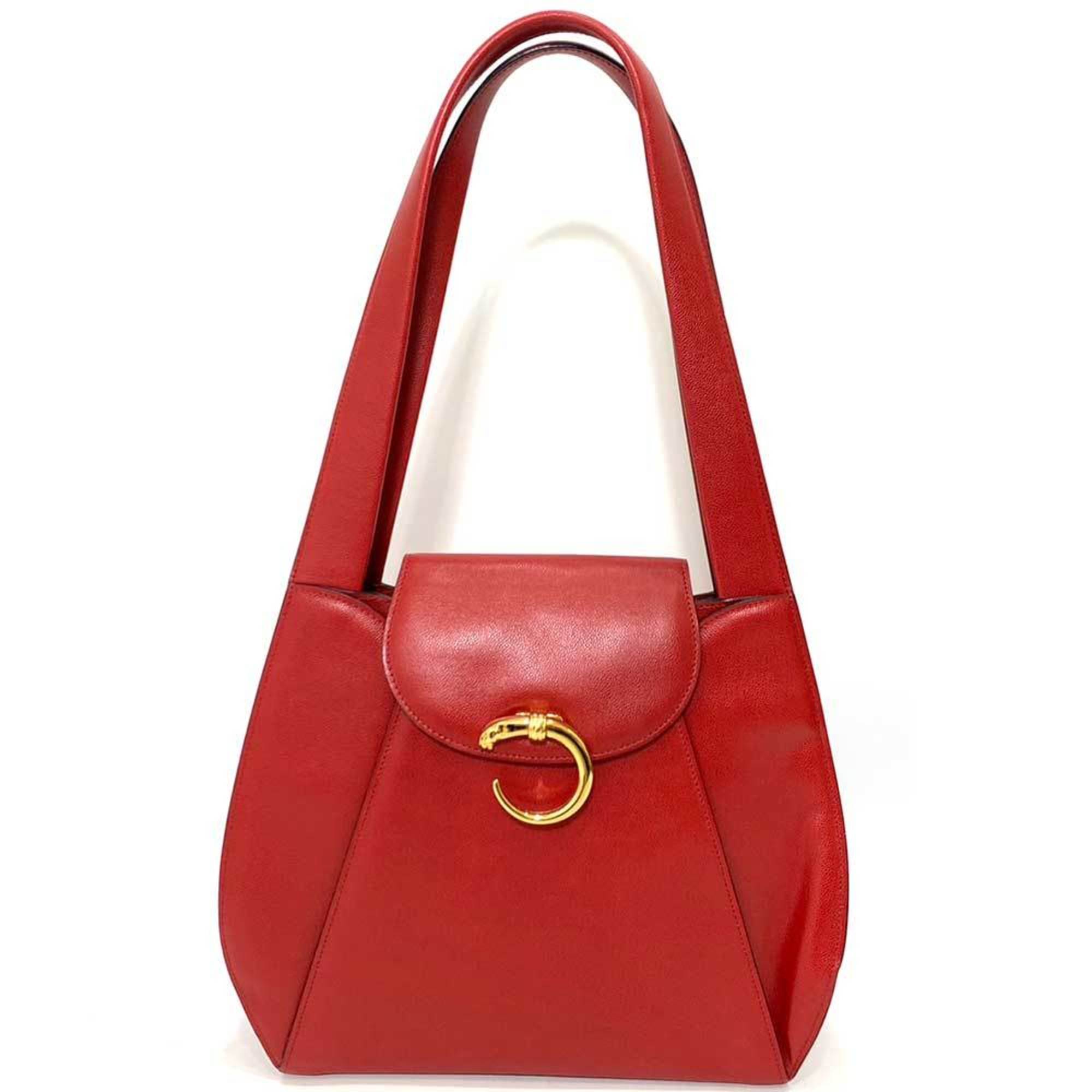 CARTIER Bag Panthere Shoulder Red Panther Tote Ladies Leather