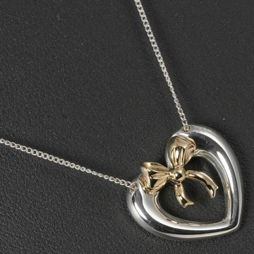 TIFFANY Necklace Heart Ribbon Silver 925 K18 Gold &Co. Women's